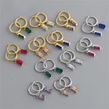 925 Silver Rainbow Zircon Drop Earrings Romantic Women's Jewelry