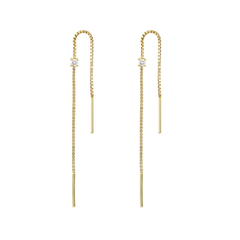 925 Silver Tassel Threader Drop Earrings 143mm Long Chain Ear Line for Women