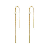 925 Silver Tassel Threader Drop Earrings 143mm Long Chain Ear Line for Women