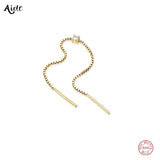 925 Silver Tassel Threader Drop Earrings 143mm Long Chain Ear Line for Women