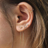 925 Silver Tassel Threader Drop Earrings 143mm Long Chain Ear Line for Women