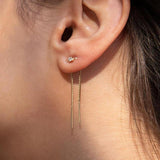 925 Silver Tassel Threader Drop Earrings 143mm Long Chain Ear Line for Women