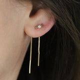 925 Silver Tassel Threader Drop Earrings 143mm Long Chain Ear Line for Women