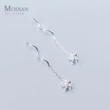 925 Silver Frangipani Chain Drop Earrings for Women
