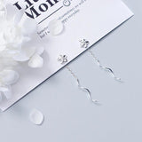 925 Silver Frangipani Chain Drop Earrings for Women