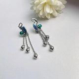 Vintage National Style Silver Crane Tassel Earrings