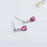 Teardrop Red/Yellow CZ Crystal Earrings 925 Silver