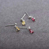 Teardrop Red/Yellow CZ Crystal Earrings 925 Silver