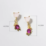 925 Silver Bear Zircon Heart Drop Earrings for Women