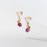 925 Silver Bear Zircon Heart Drop Earrings for Women