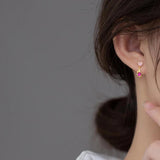 925 Silver Bear Zircon Heart Drop Earrings for Women
