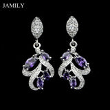 925 Silver Purple Cubic Zirconia Earrings for Women