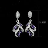 925 Silver Purple Cubic Zirconia Earrings for Women