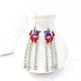 Vintage Silver Enamel Red Golden Fish Earrings for Women