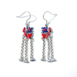 Vintage Silver Enamel Red Golden Fish Earrings for Women