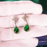 Cellacity Emerald Stone Drop Earrings 925 Silver Jewelry for Women - Party Gift