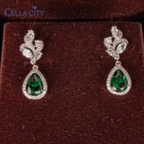 Cellacity Emerald Stone Drop Earrings 925 Silver Jewelry for Women - Party Gift