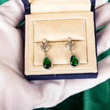 Cellacity Emerald Stone Drop Earrings 925 Silver Jewelry for Women - Party Gift