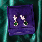 Cellacity Emerald Stone Drop Earrings 925 Silver Jewelry for Women - Party Gift