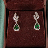 Cellacity Emerald Stone Drop Earrings 925 Silver Jewelry for Women - Party Gift