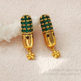 925 Silver Green Glass Earrings for Women Vintage Style
