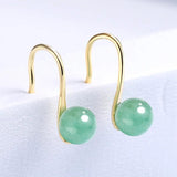 Nephrite Jade Bead Earrings Green Vintage Amulet Natural Jewelry Women
