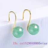 Nephrite Jade Bead Earrings Green Vintage Amulet Natural Jewelry Women