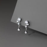 925 Silver Zircon Drop Earrings Delicate Party Charms Jewelry