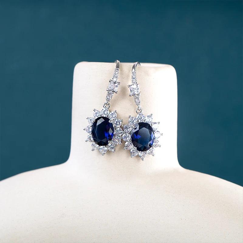 Cellacity 925 Silver Drop Earrings, Oval Gemstone, Party Jewelry Gift