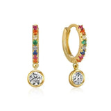925 Silver Rainbow Crystal Collection Earrings Women Gift