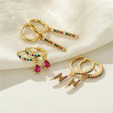 925 Silver Rainbow Crystal Collection Earrings Women Gift