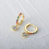 925 Silver Rainbow Crystal Collection Earrings Women Gift