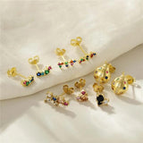 925 Silver Rainbow Crystal Collection Earrings Women Gift