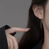925 Silver Plated 18k Rose Flower Ear Thread Drop Earrings
