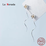 Wave Silver 925 Flower Dangle Earrings for Women
