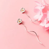 Wave Silver 925 Flower Dangle Earrings for Women