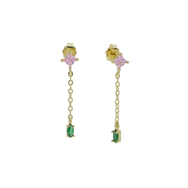 925 Silver Pastel CZ Drop Earring Jewelry