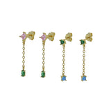 925 Silver Pastel CZ Drop Earring Jewelry