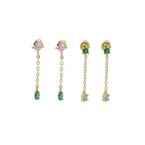 925 Silver Pastel CZ Drop Earring Jewelry