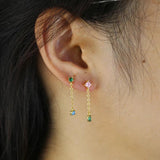 925 Silver Pastel CZ Drop Earring Jewelry