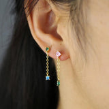 925 Silver Pastel CZ Drop Earring Jewelry