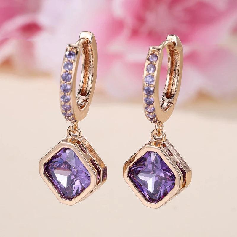 925 Silver Amethyst Drop Earrings for Women Wedding Party