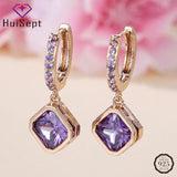 925 Silver Amethyst Drop Earrings for Women Wedding Party