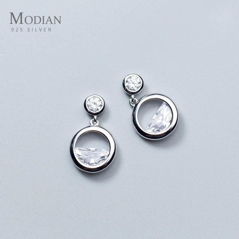 Irregular Clear Zircon Drop Earrings 925 Sterling Silver Wedding Jewelry