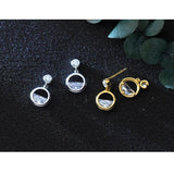 Irregular Clear Zircon Drop Earrings 925 Sterling Silver Wedding Jewelry