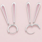 925 Silver Pink Rabbit Ears Dangle Earrings Girls Party Jewelry