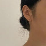 SHANICE S925 Sterling Silver CZ Bow Stud Earrings