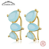 RORU 925 Gem Shape Zircon Ear Studs for Women Earrings