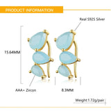 RORU 925 Gem Shape Zircon Ear Studs for Women Earrings