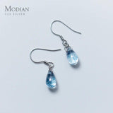 925 Silver Crystal Drop Earrings for Women Swing Dangle Jewelry